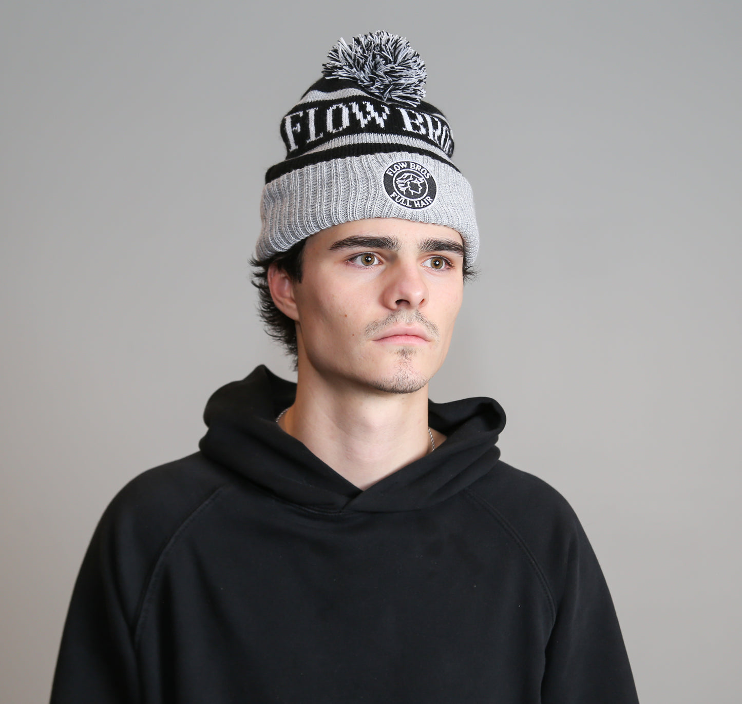 Flow Bros Pom Beanie - Black/Gray